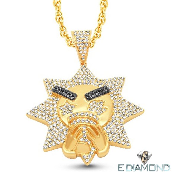 10K Solid Gold 2.40 Carats Natural Diamond Rick And Morty Rick Pendant